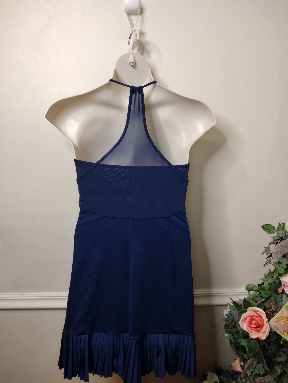 Inphorm Navy Pleated Hem Halter Style Tennis/Pickleball Dress - Picture 4 of 7